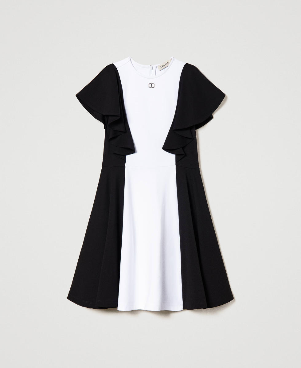Short dress with ruffled sleeves Girl, Patterned | TWINSET Milano