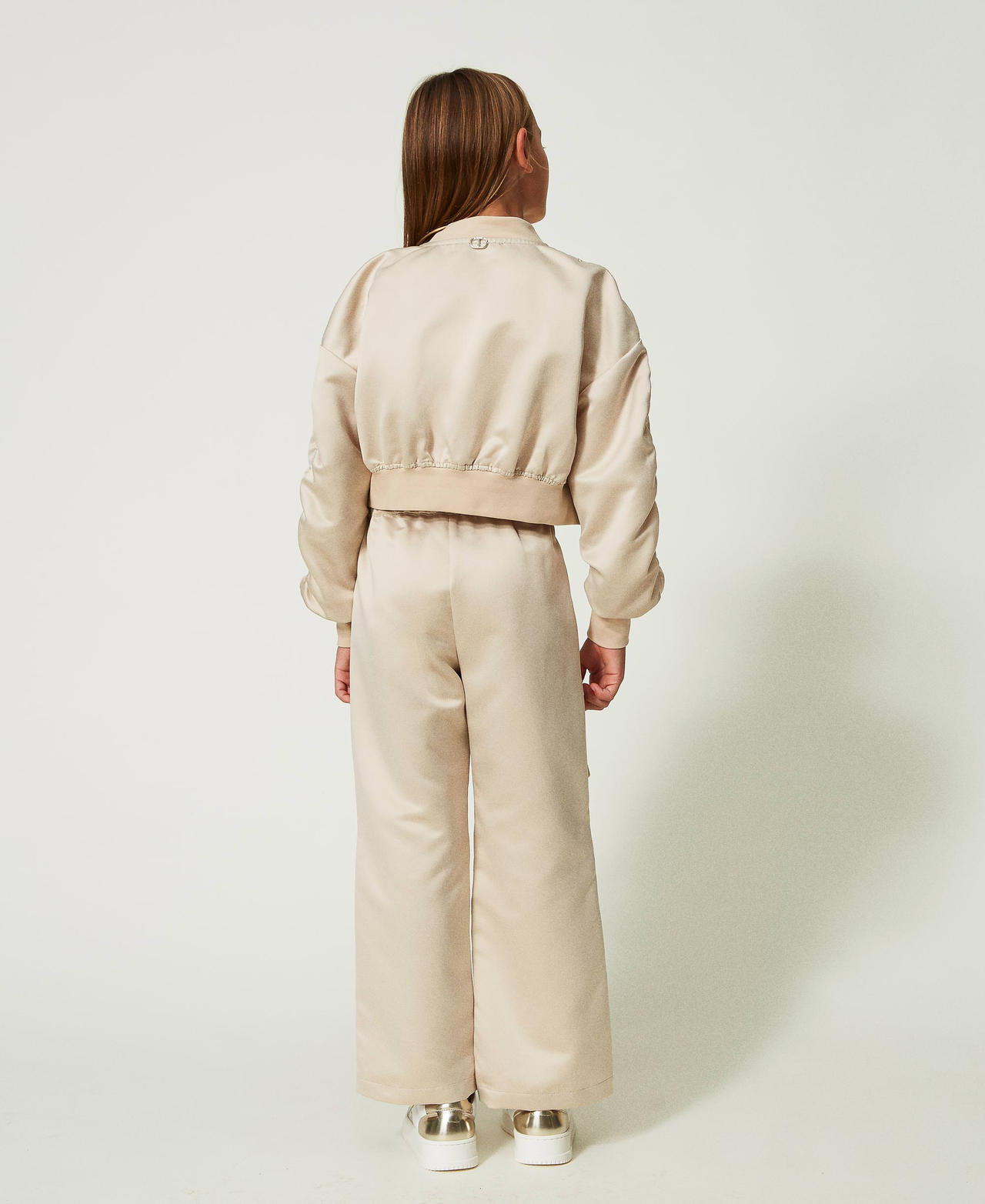 Satin trousers with utility pockets