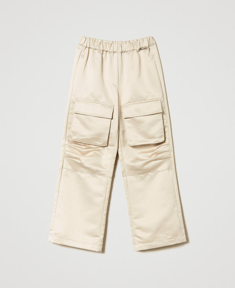 Satin trousers with utility pockets