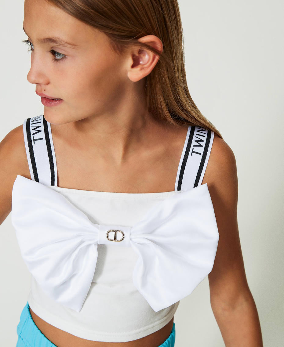 Cropped top with bow "Lucent White" Girl 241GJ2104-01