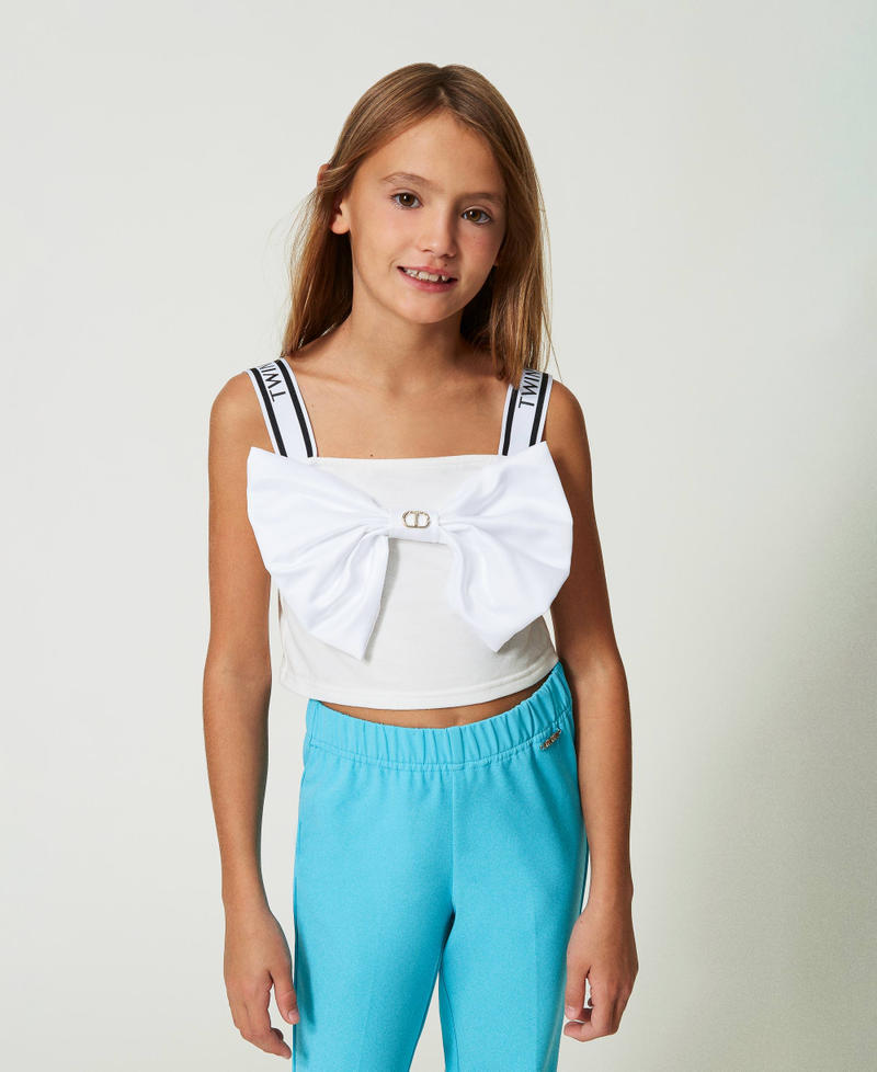 Cropped top with bow "Lucent White" Girl 241GJ2104-02