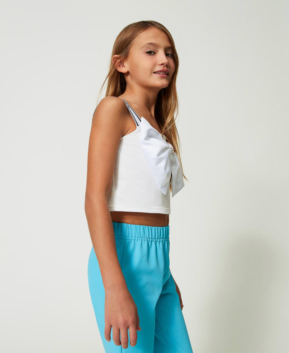 Cropped top with bow "Lucent White" Girl 241GJ2104-03
