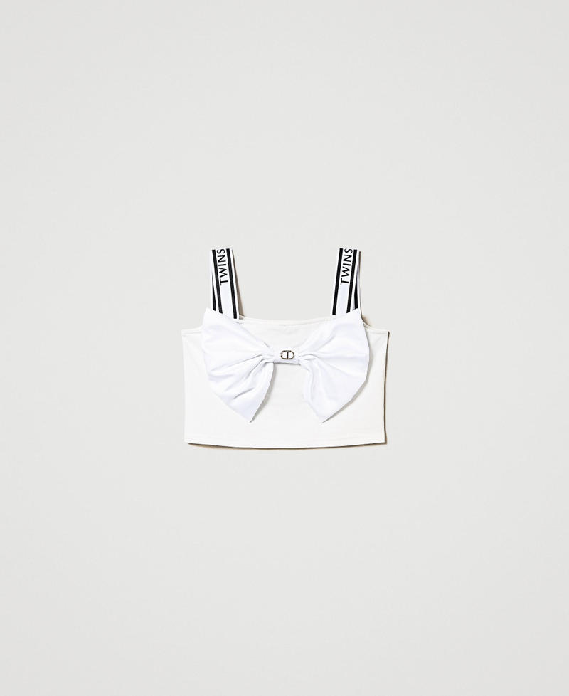 Cropped top with bow "Lucent White" Girl 241GJ2104-0S