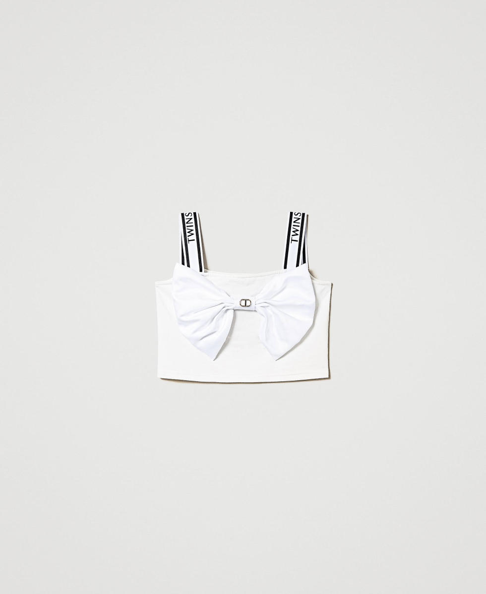 Cropped top with bow "Lucent White" Girl 241GJ2104_11271_S0