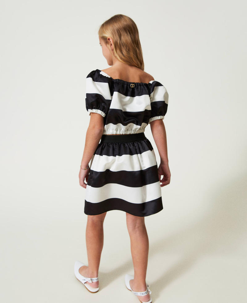 Short satin skirt Black / Dark "Lucent" White Stripe Girl 241GJ2111_11294_03