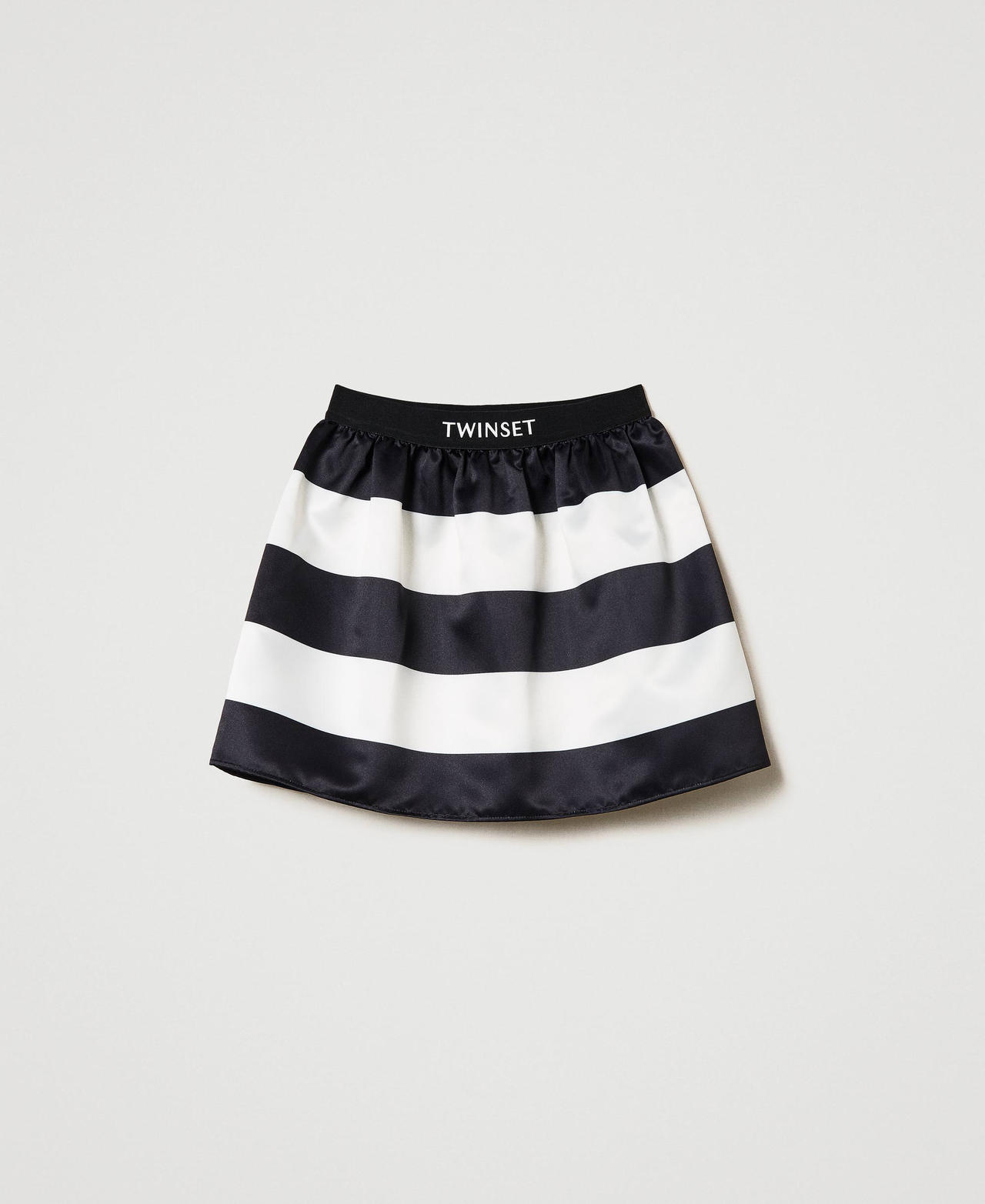 Short satin skirt Black / Dark "Lucent" White Stripe Girl 241GJ2111_11294_0S