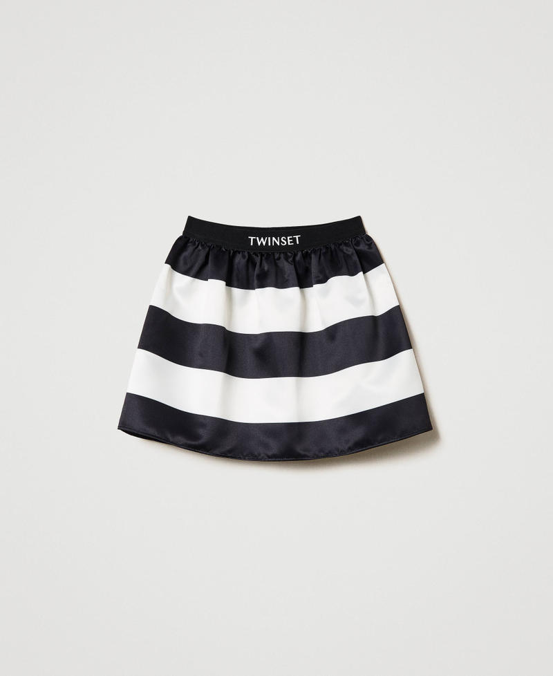 Short satin skirt Black / Dark "Lucent" White Stripe Girl 241GJ2111_11294_0S