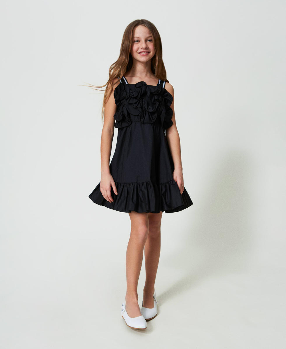 Robe courte avec volants Noir Fille 241GJ2120_00006_01