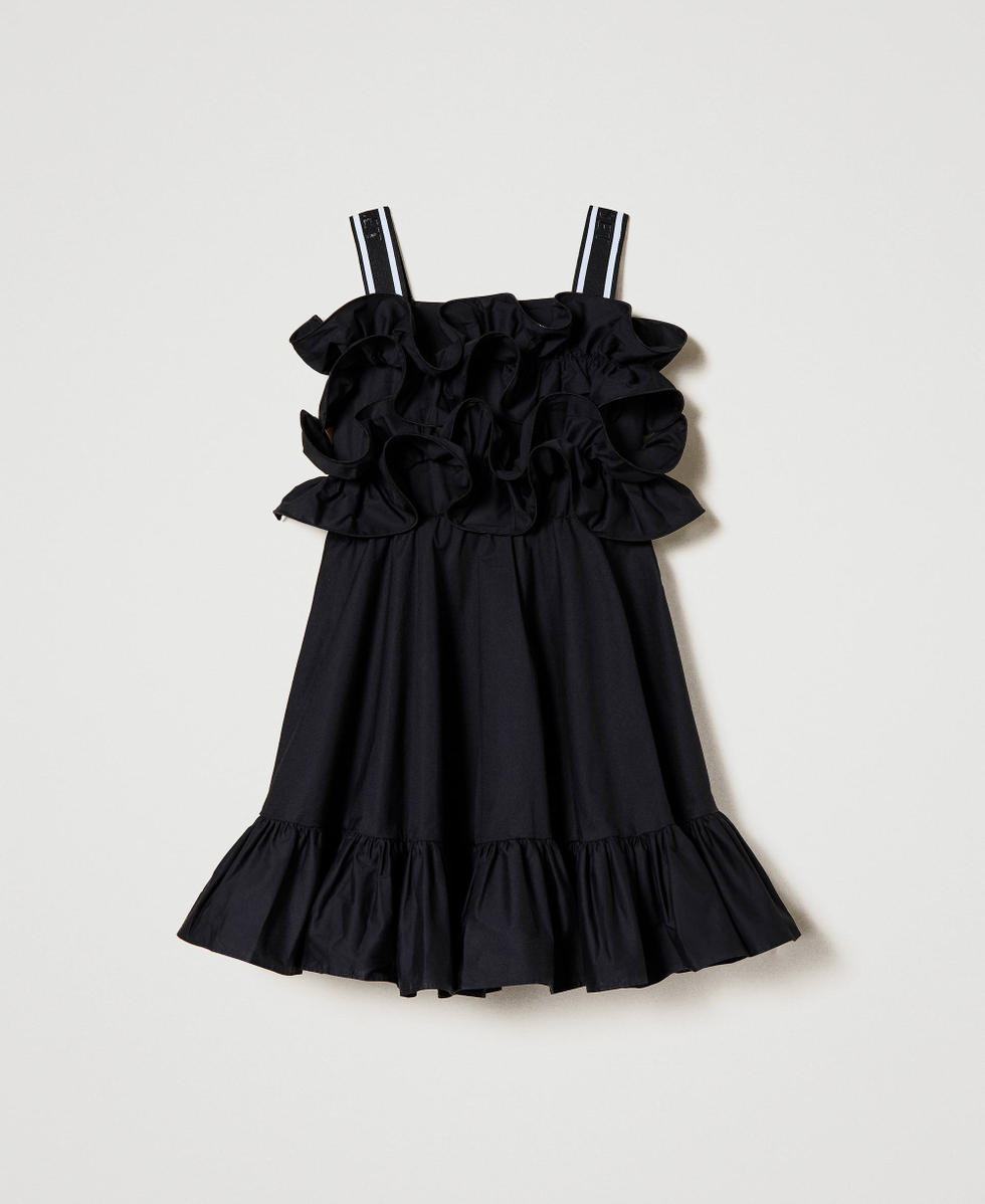 【関税＆送料込み】Dolce & Gabbana Short Dress With Ruffles Short dress with ruffles and flounce Girl, Black | TWINSET