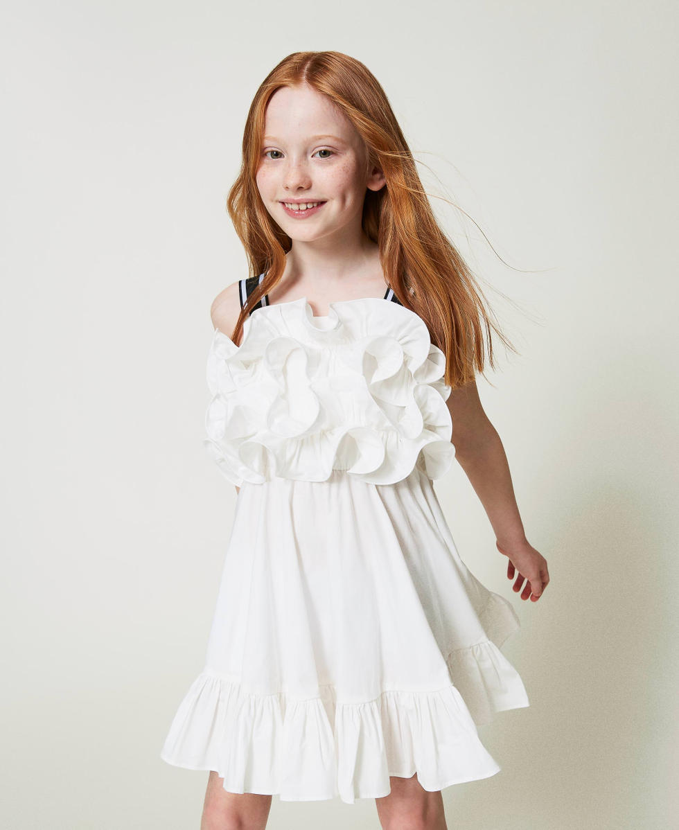 Robe courte avec volants Fille Blanc TWINSET Milano