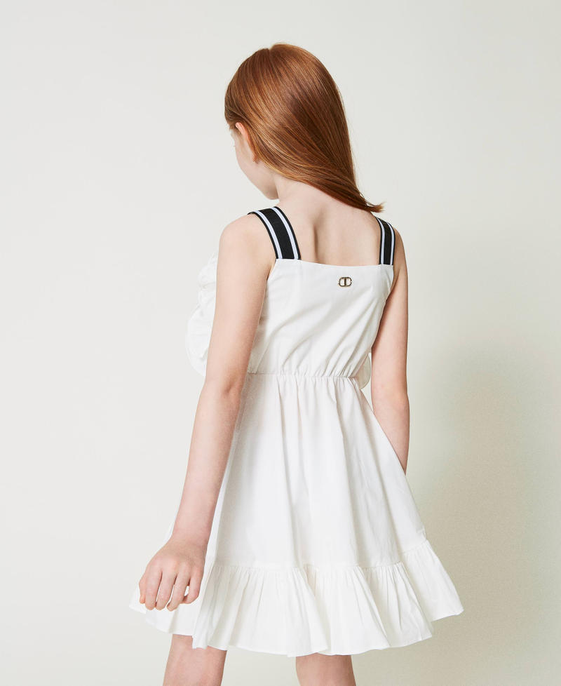 Короткое платье с рюшами и оборкой Белый "Сияющий Белый" Девочка 241GJ2120-03
