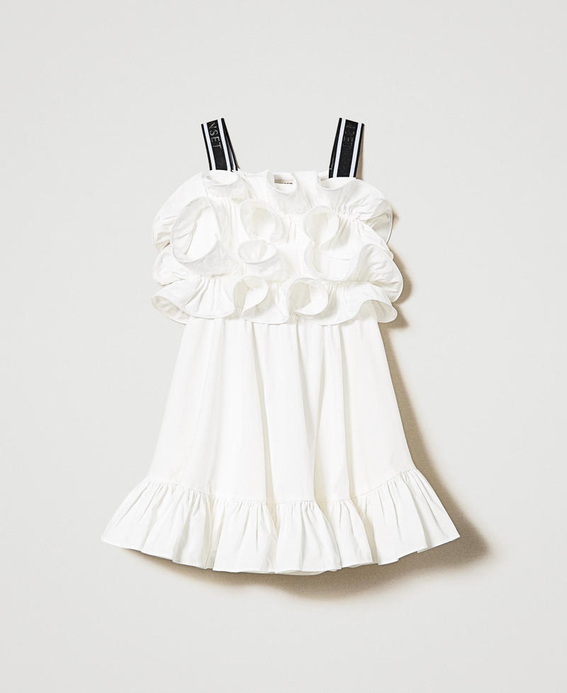 Короткое платье с рюшами и оборкой Белый "Сияющий Белый" Девочка 241GJ2120-0S