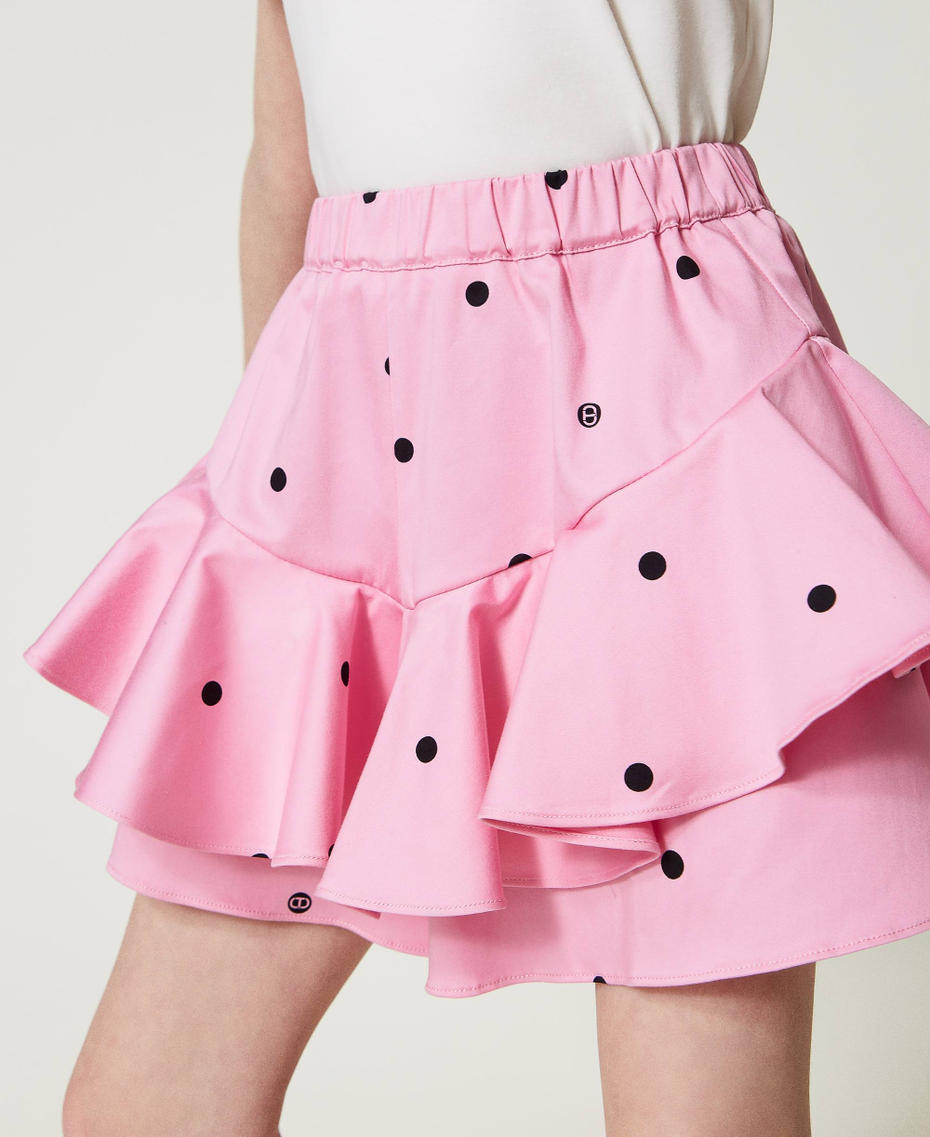 Polka-dot shorts with flounces “Bonbon” Pink / Black Polka Dot Print Girl 241GJ2132-04
