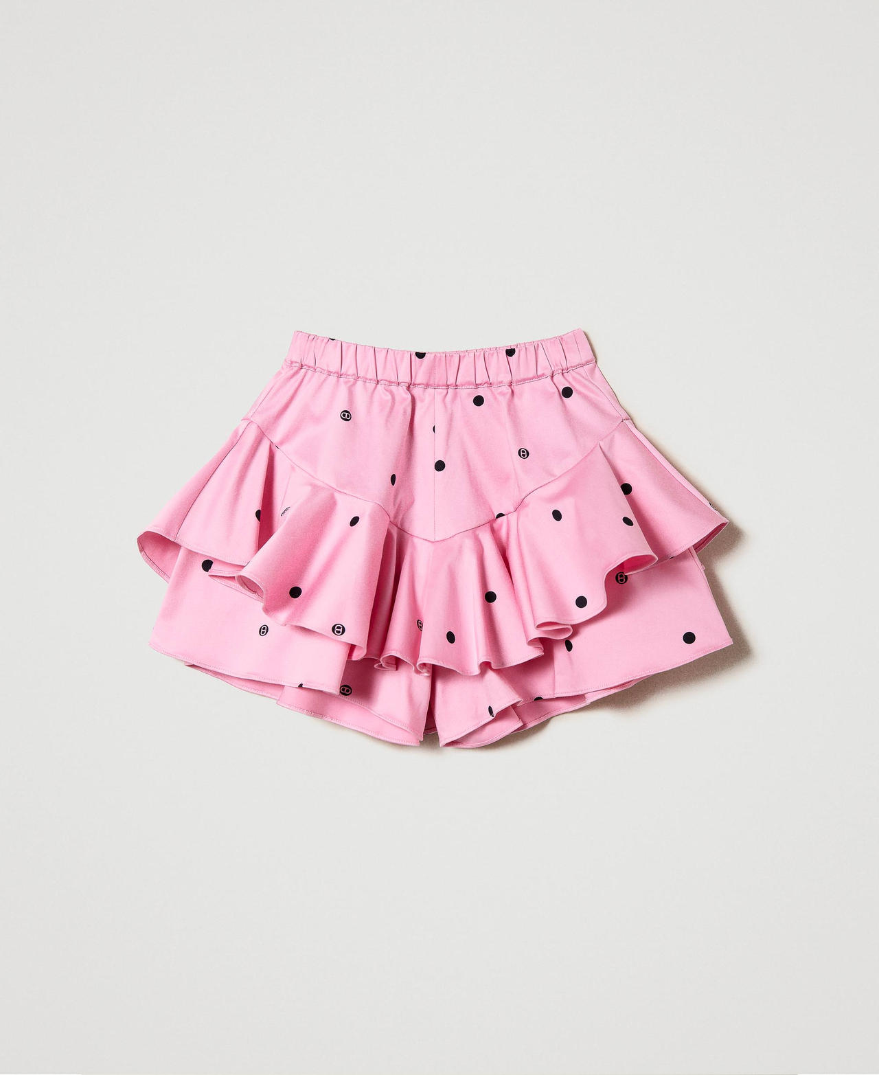 Polka-dot shorts with flounces “Bonbon” Pink / Black Polka Dot Print Girl 241GJ2132-0S