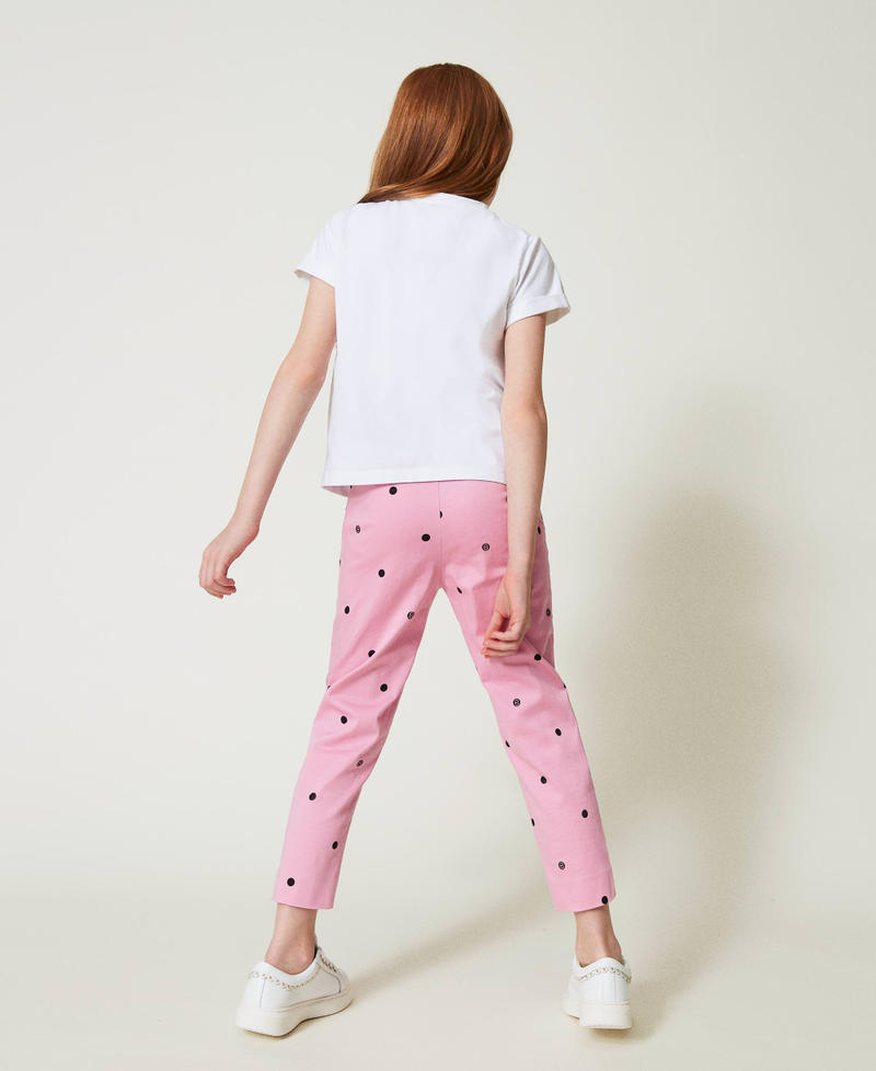 Polka-dot cigarette trousers “Bonbon” Pink / Black Polka Dot Print Girl 241GJ2133_11287_03