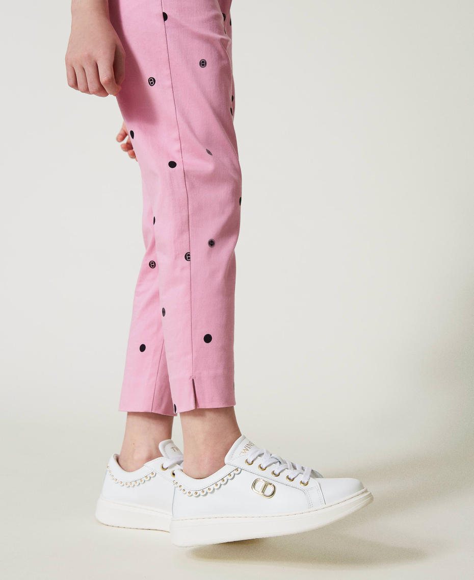 Polka-dot cigarette trousers “Bonbon” Pink / Black Polka Dot Print Girl 241GJ2133-04