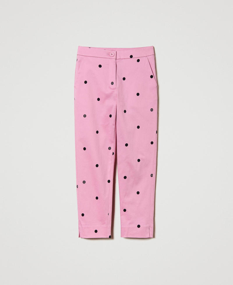 Polka-dot cigarette trousers “Bonbon” Pink / Black Polka Dot Print Girl 241GJ2133-0S