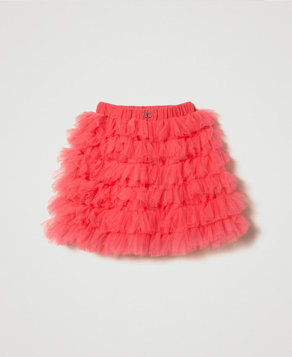 Короткая юбка из тюля с оборками Розовый "Розовая Камелия" Девочка 241GJ2151-0S