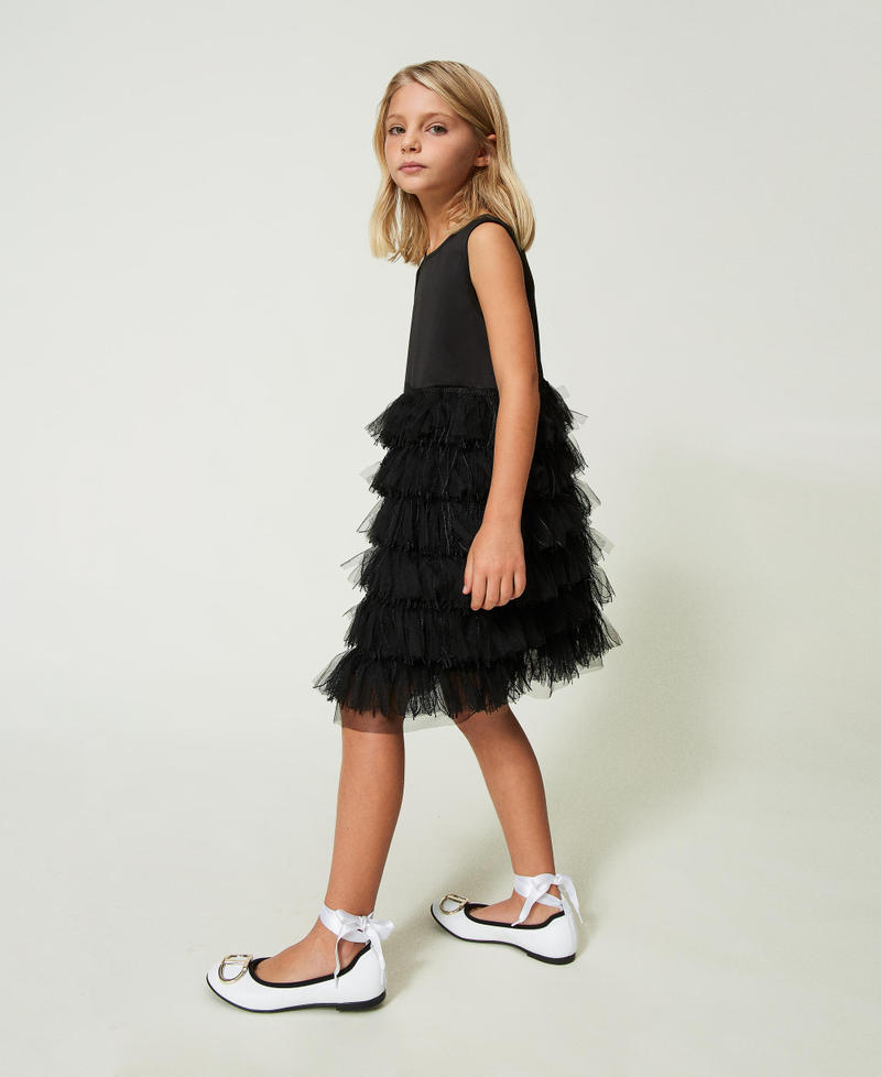 Duchesse and tulle short dress Black Girl 241GJ2170-02