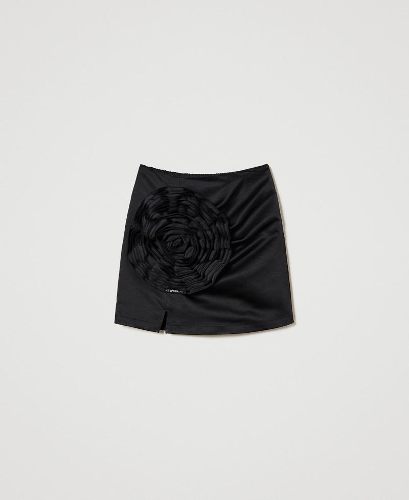 Короткая юбка из атласа-дюшес Черный Девочка 241GJ2171-0S