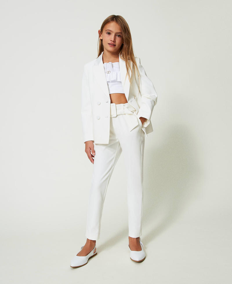 Crêpe cigarette trousers "Lucent White" Girl 241GJ2180-01
