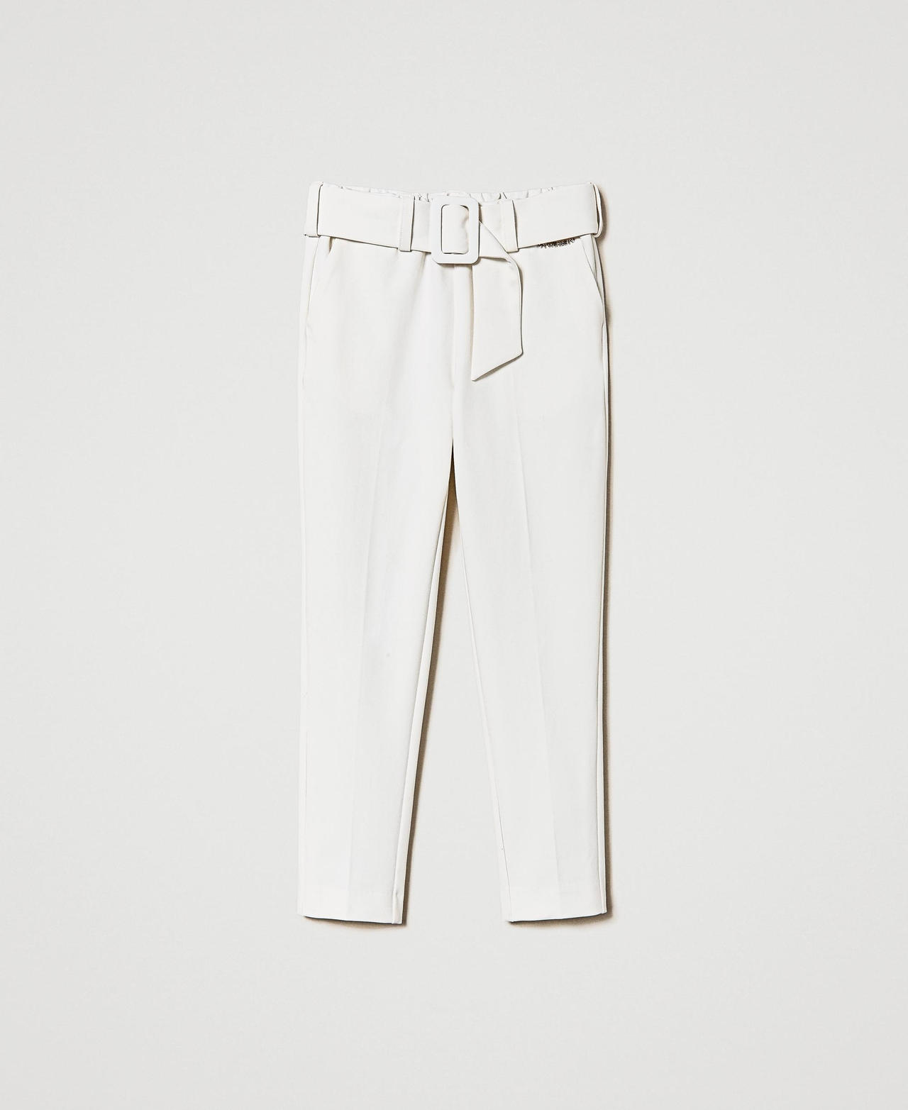 Crêpe cigarette trousers "Lucent White" Girl 241GJ2180-0S