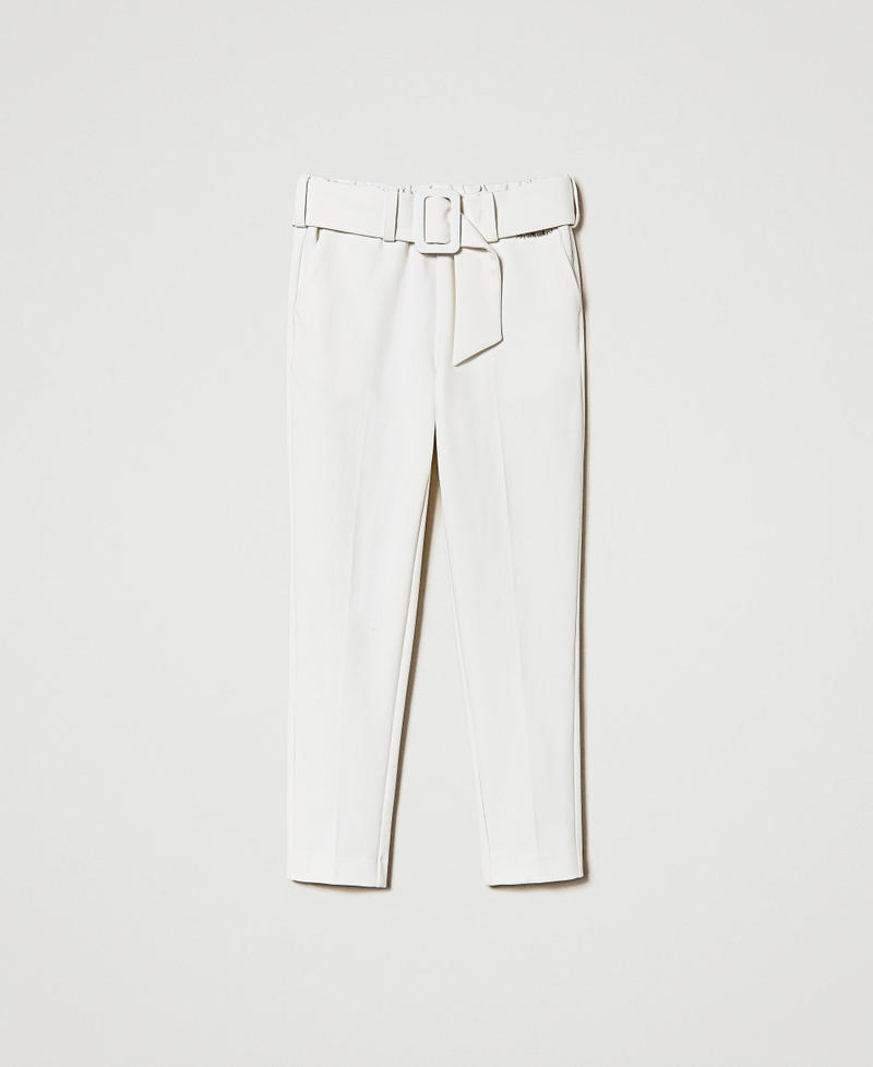 Crêpe cigarette trousers "Lucent White" Girl 241GJ2180-0S