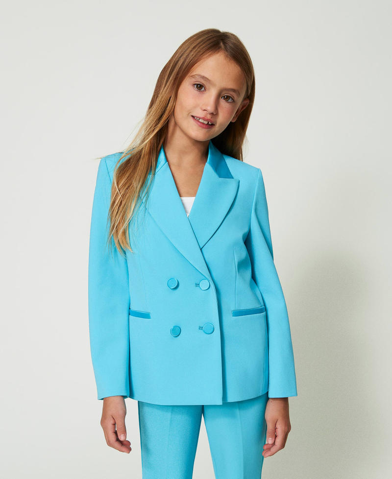 Completo Blazer Crop e Pantaloni - Babyblue - Summer Edition Outlet