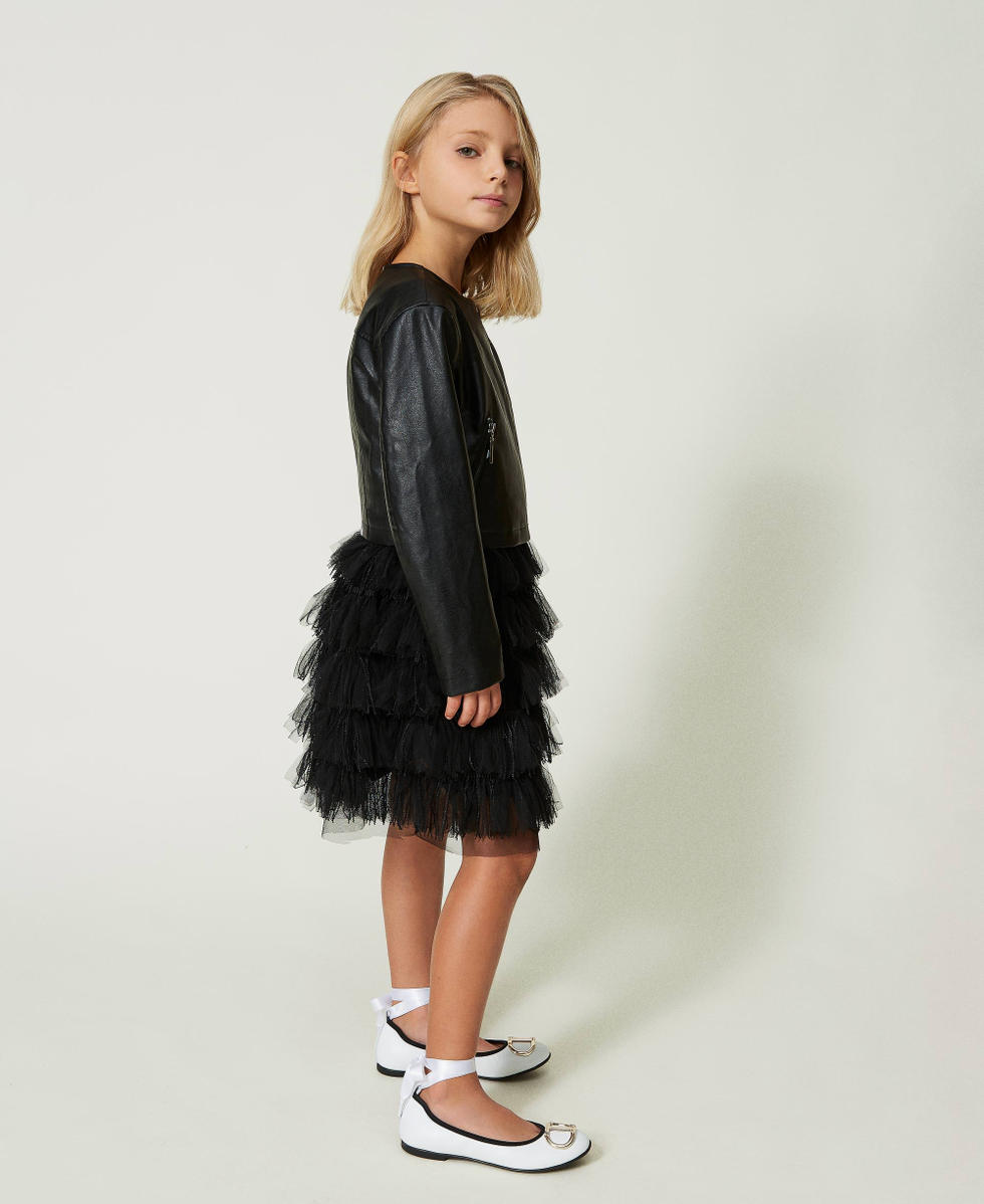 Leather-like jacket Girl, Black | TWINSET Milano