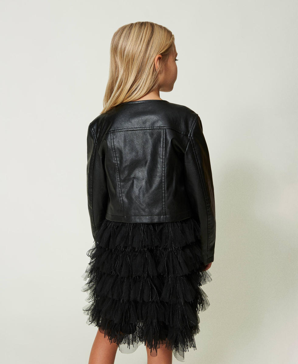 Blouson effet cuir Noir Fille 241GJ2190_00006_03