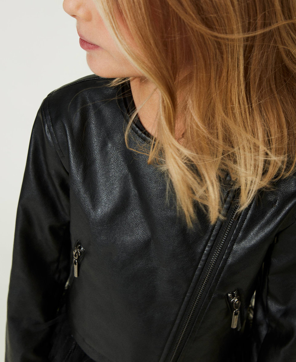 Blouson effet cuir Noir Fille 241GJ2190_00006_04