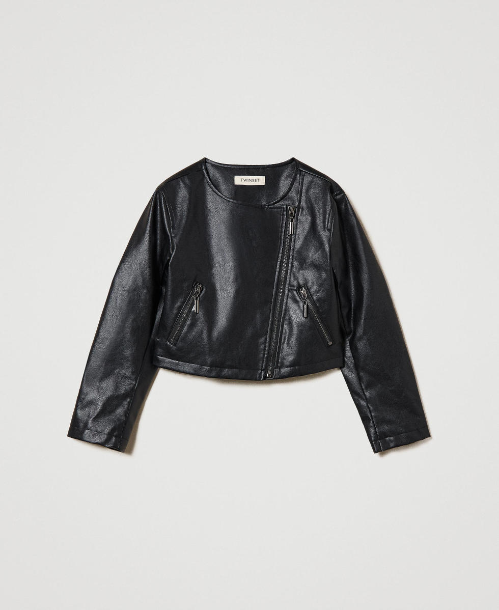 Blouson effet cuir Noir Fille 241GJ2190_00006_S0