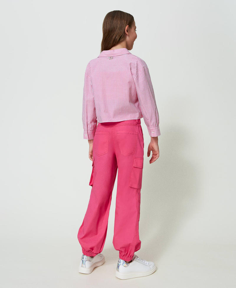 Poplin cargo trousers “Fuchsia Purple” Pink Girl 241GJ2204-03