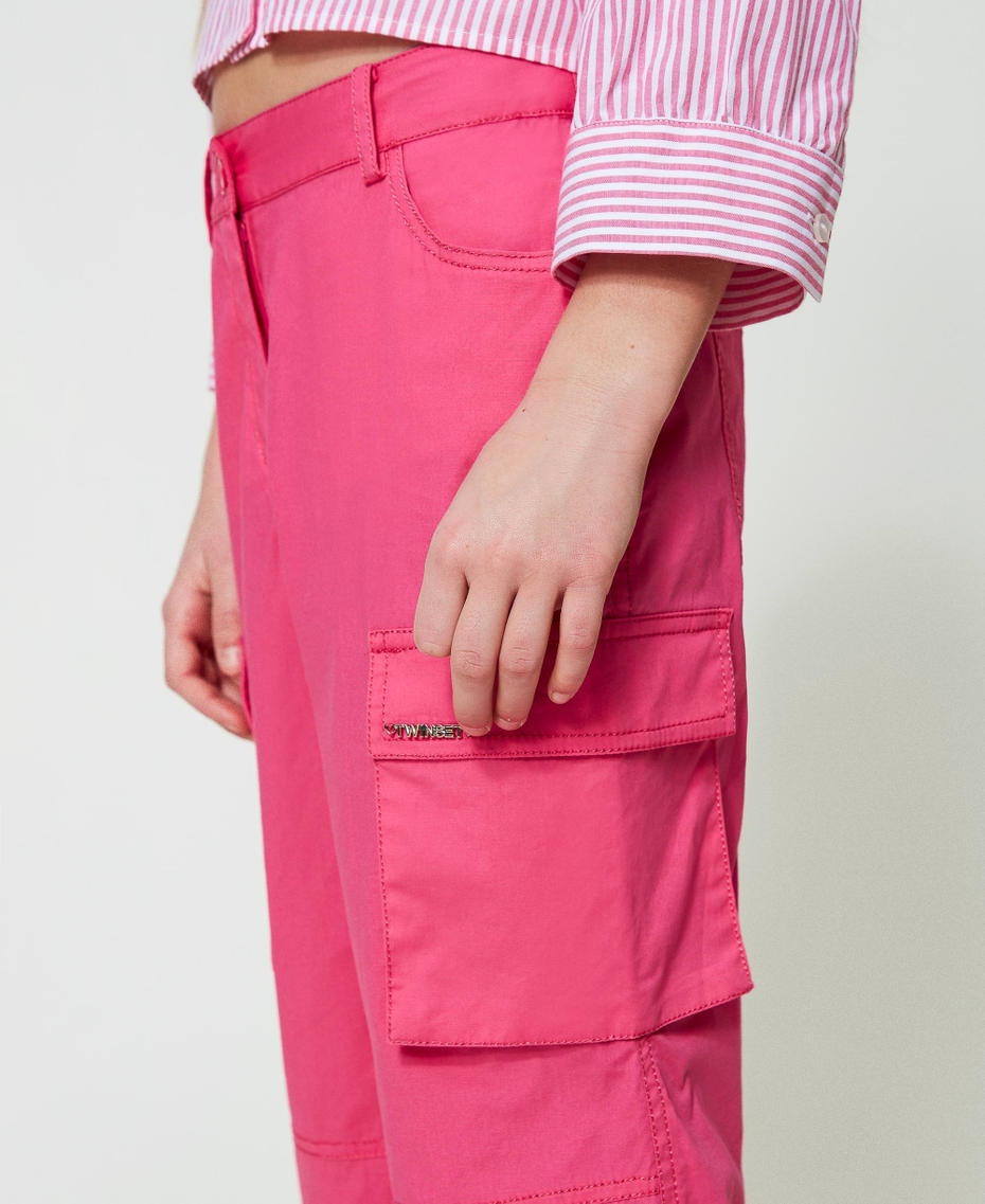 Poplin cargo trousers “Fuchsia Purple” Pink Girl 241GJ2204-04