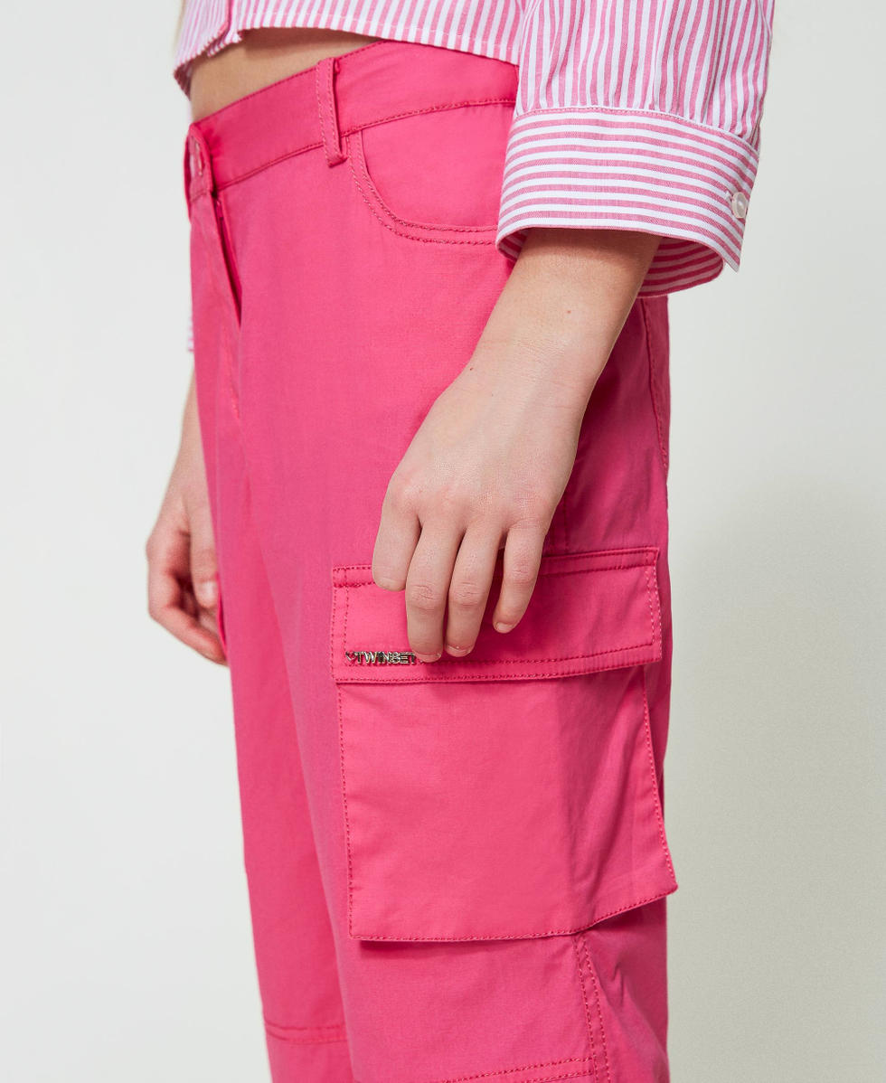 Poplin cargo trousers &ldquo;Fuchsia Purple&rdquo; Pink Girl 241GJ2204_05863_04
