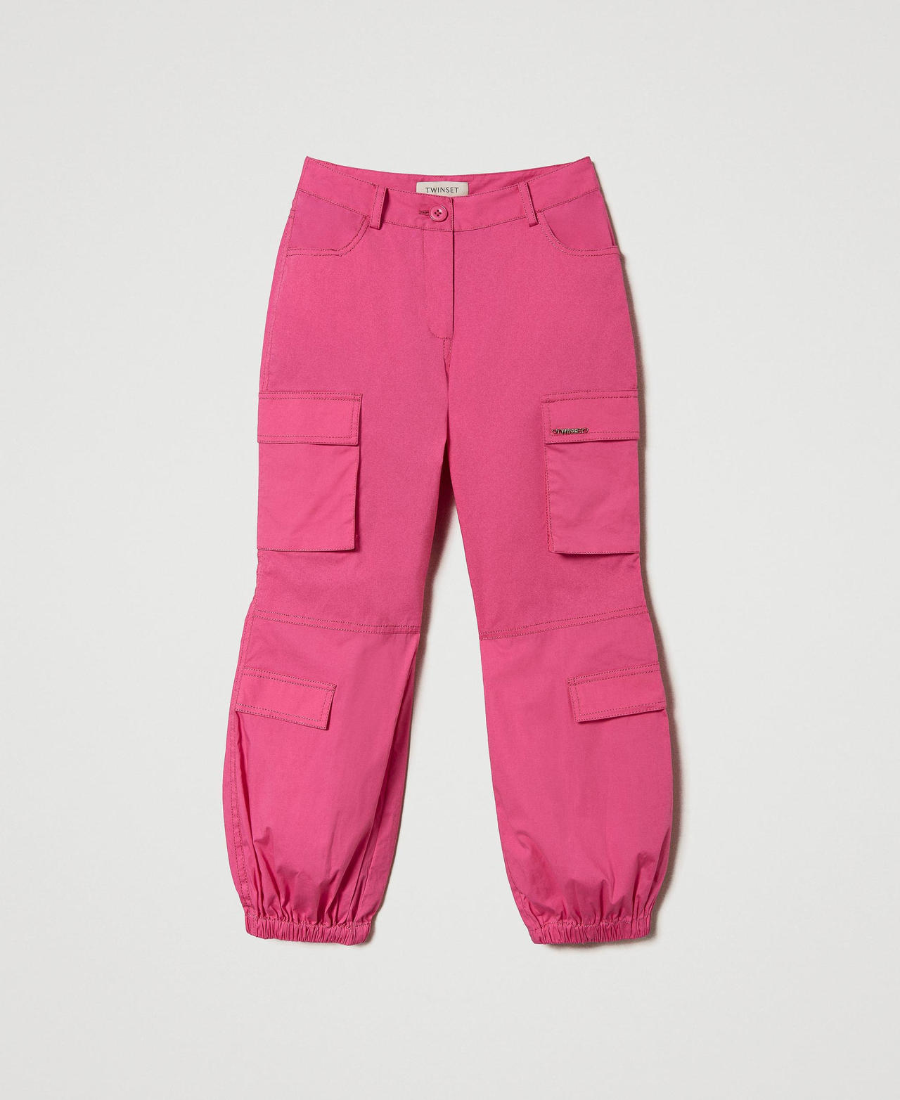 Poplin cargo trousers Girl, Fuchsia | TWINSET Milano