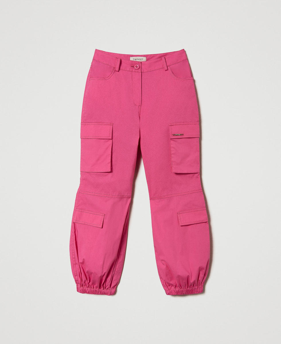 Poplin cargo trousers &ldquo;Fuchsia Purple&rdquo; Pink Girl 241GJ2204_05863_S0
