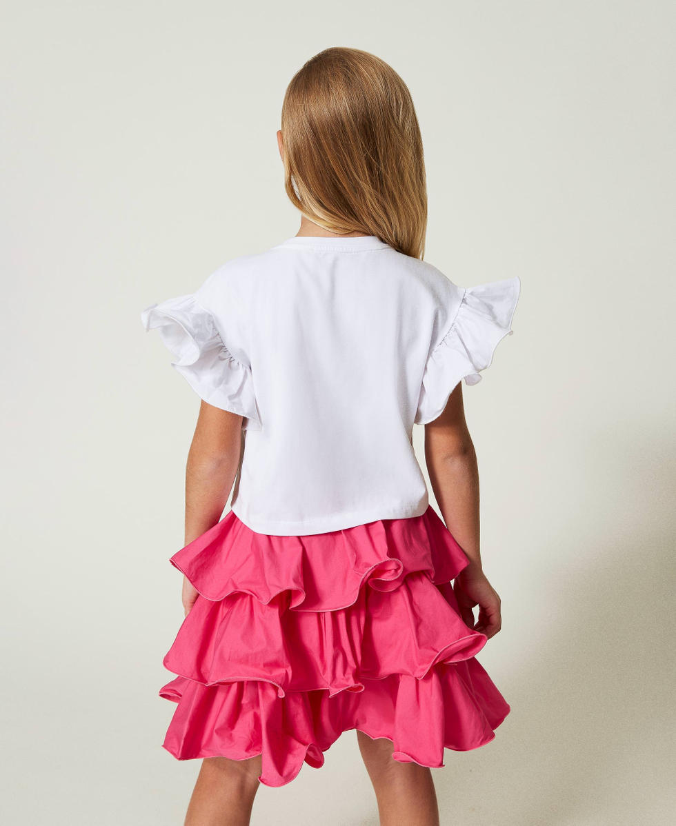 Jupe courte en popeline avec volants Rose &laquo;&nbsp;Fuchsia Violet&nbsp;&raquo; Fille 241GJ2205_05863_03