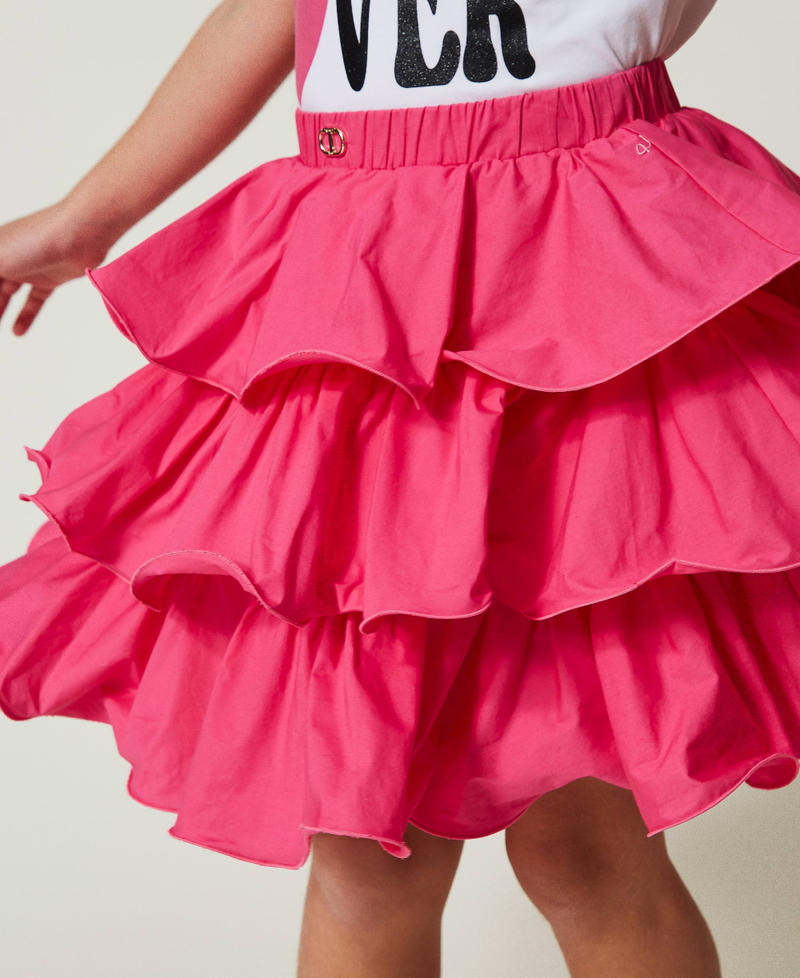 Короткая юбка из поплина с оборками Розовый "Пурпурная фуксия" Девочка 241GJ2205-04