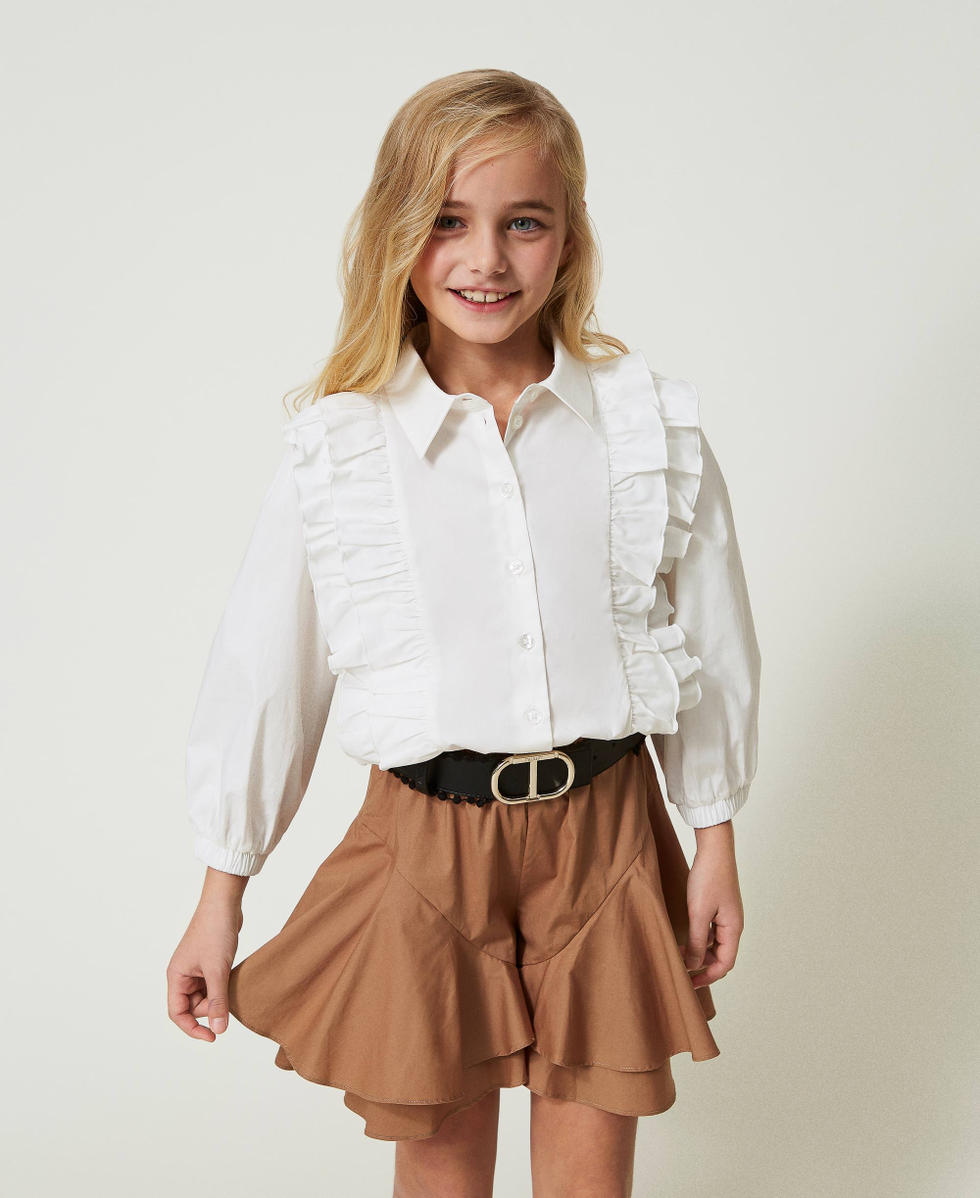 Poplin shorts with flounces