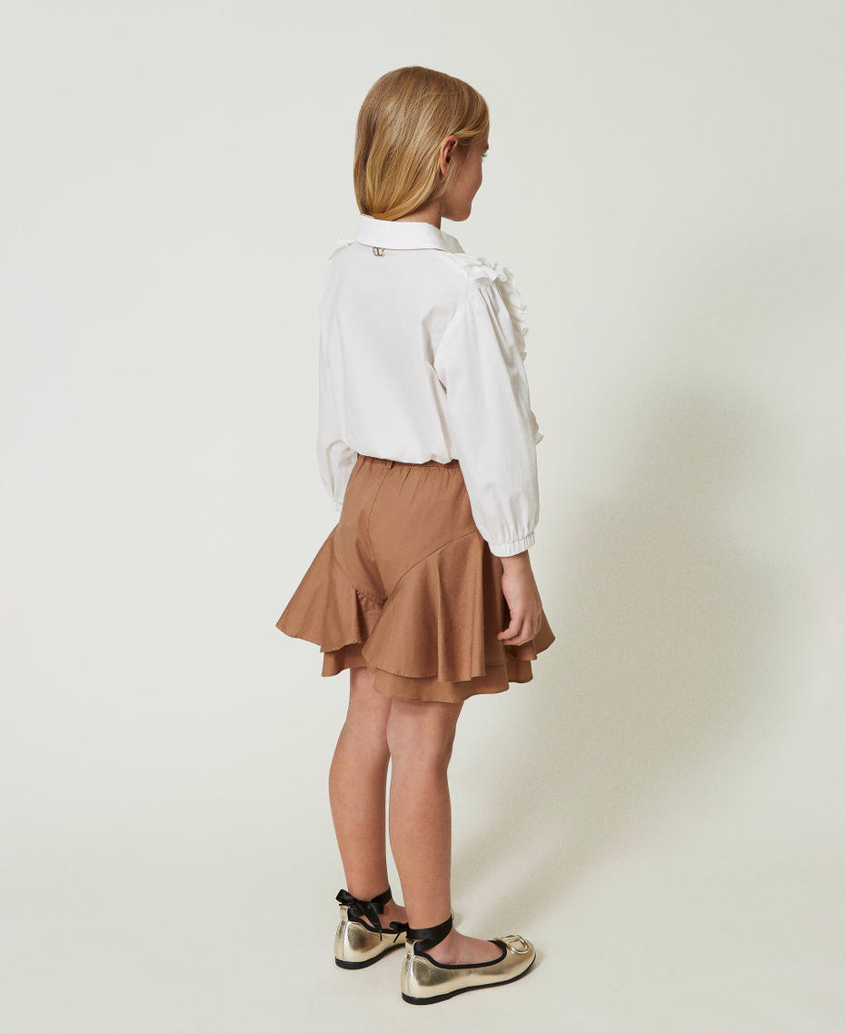 Short en popeline avec volants