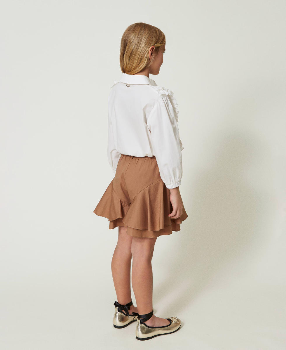 Poplin shirt with ruffles