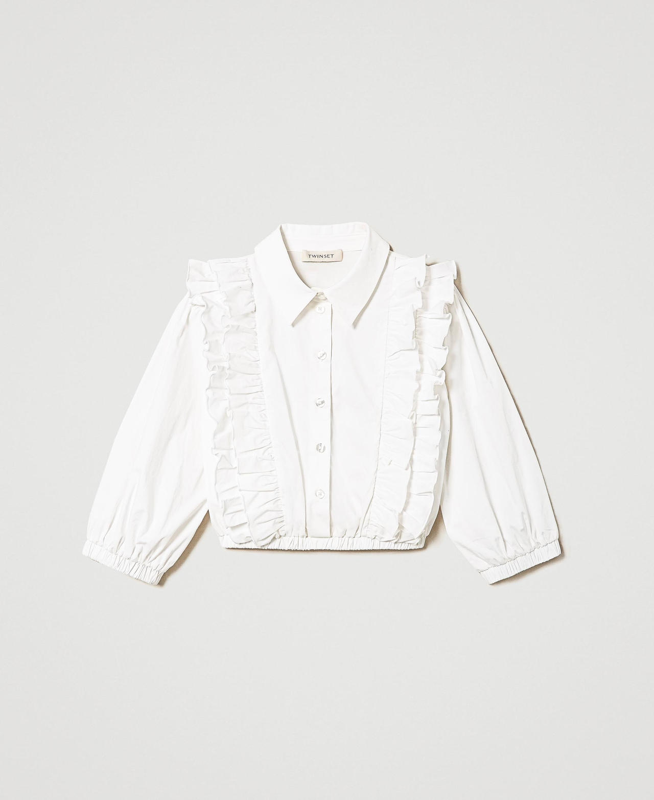 Poplin shirt with ruffles