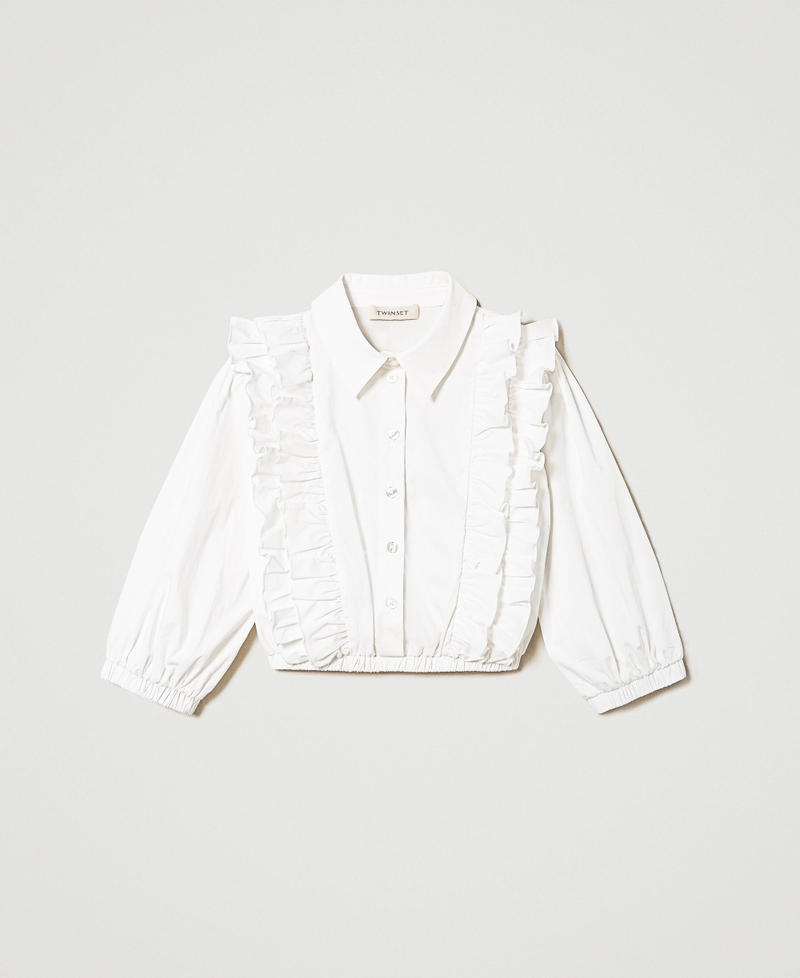 Poplin shirt with ruffles