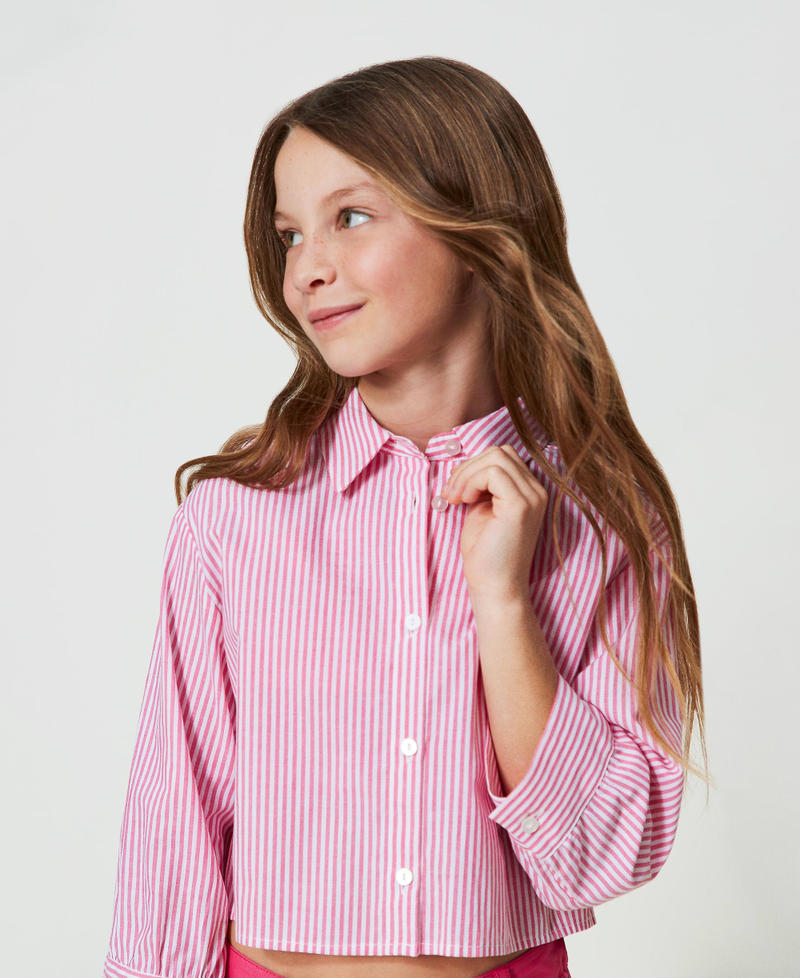 Striped poplin shirt Purple Fuchsia / “Lucent White” Stripe Girl 241GJ2210-01