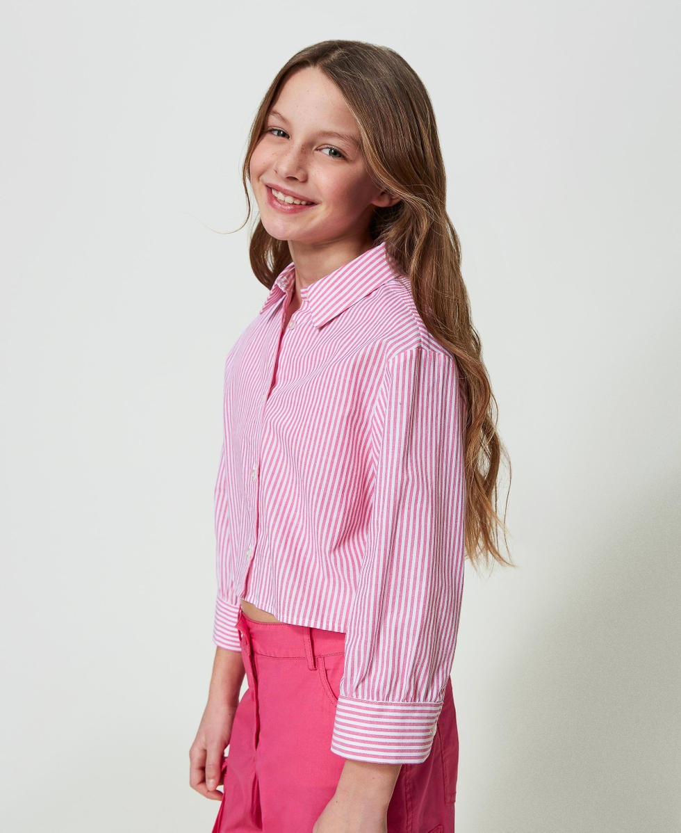 Chemise en popeline rayee Fille Rose TWINSET Milano