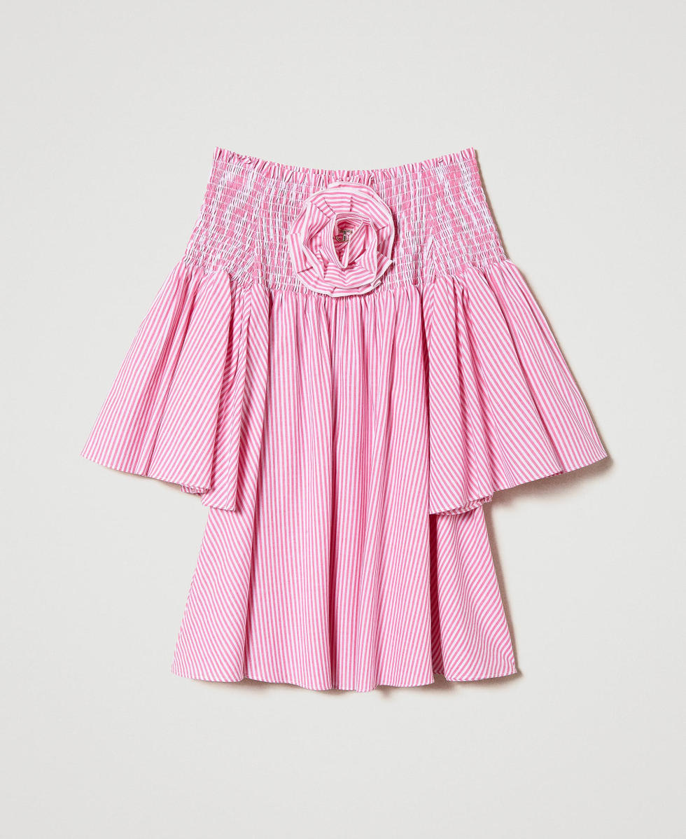 Robe courte en popeline ray&eacute;e