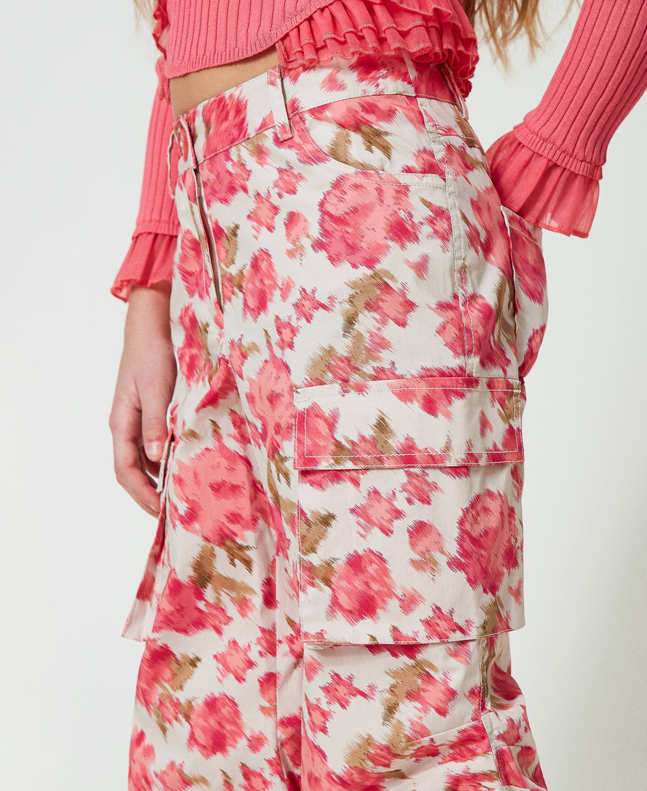 Floral poplin cargo trousers