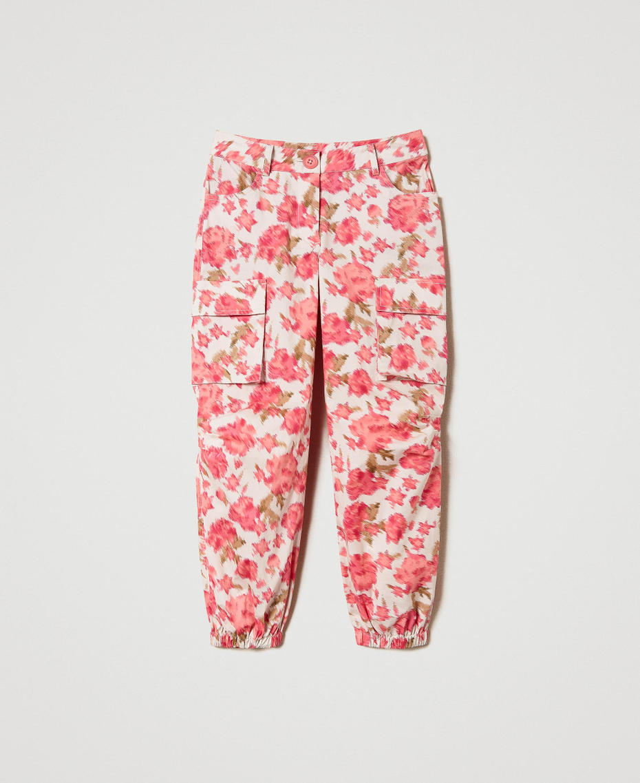 Floral poplin cargo trousers