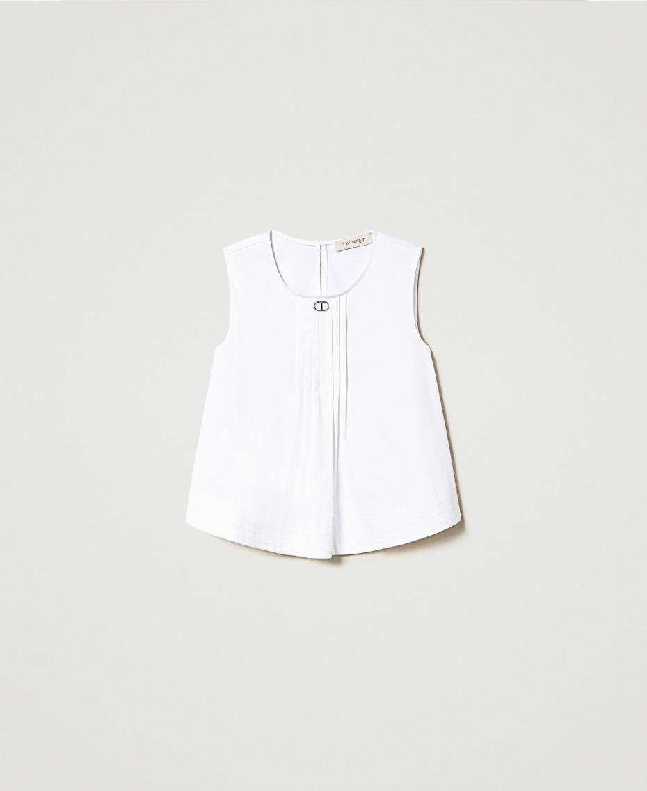 Top with front pleats "Lucent White" Girl 241GJ2220-0S
